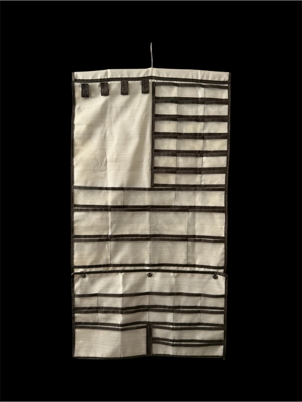 Hanging Double Sided Jewelry Organizer Foldable Travel 70 Slots Cream Brown Used
